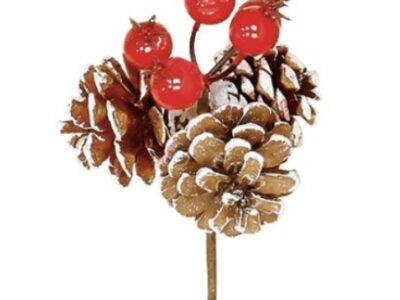 Pick - Pine Cone: White Tip, Berry  3"